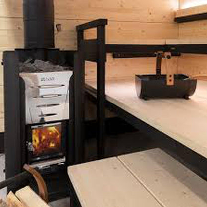 Harvia 59" Black Steel Sauna Wood Stove Chimney Kit With Rain Cap