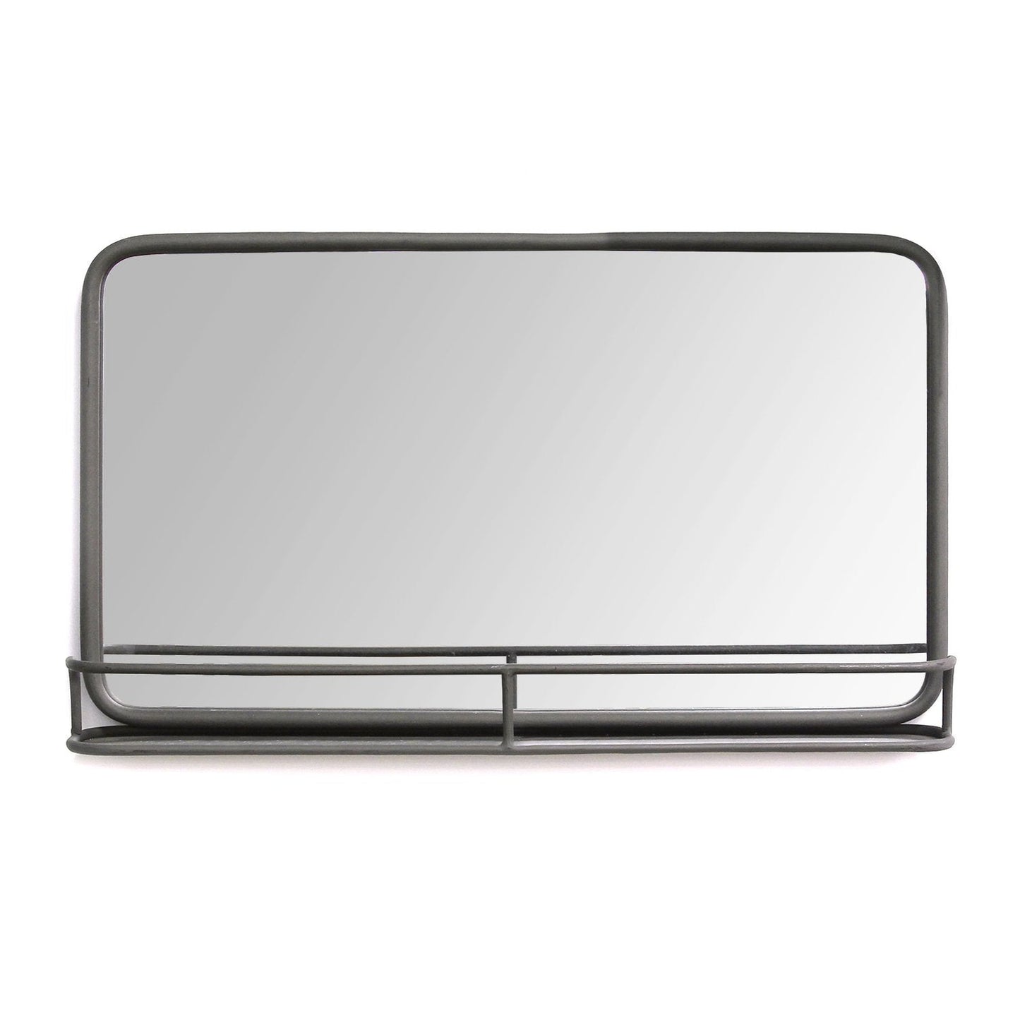 HomeRoots 24" Chic Rectangular Mirror With Shelf In Gunmetal Finish