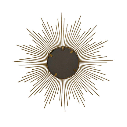 HomeRoots 26" Round Sunburst Wall Mirror In Gold Finish