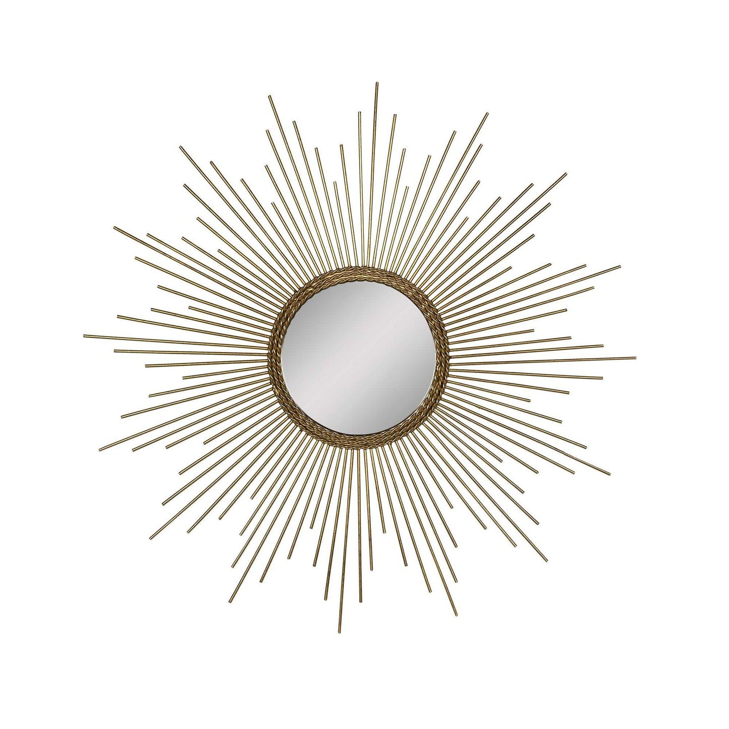 HomeRoots 26" Round Sunburst Wall Mirror In Gold Finish