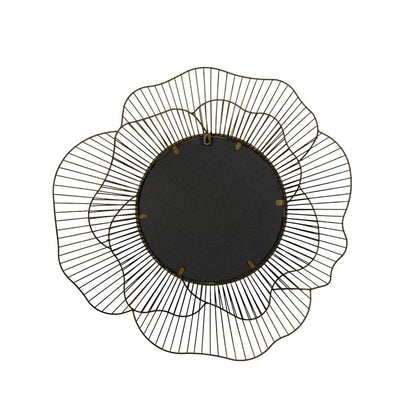 HomeRoots 28.25" Round Flower Wall Mirror In Gold