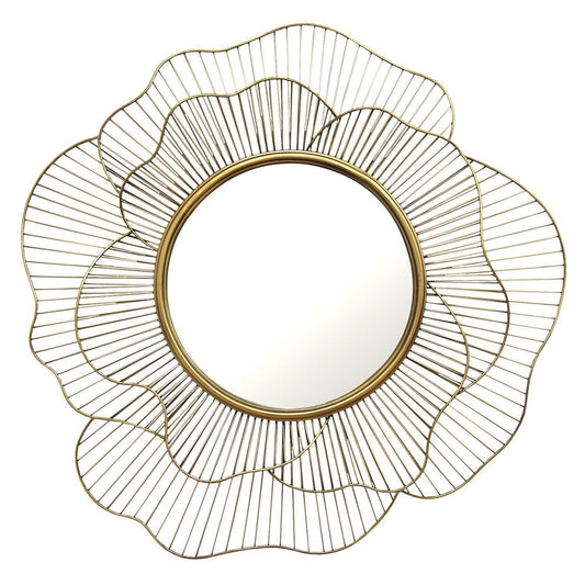 HomeRoots 28.25" Round Flower Wall Mirror In Gold