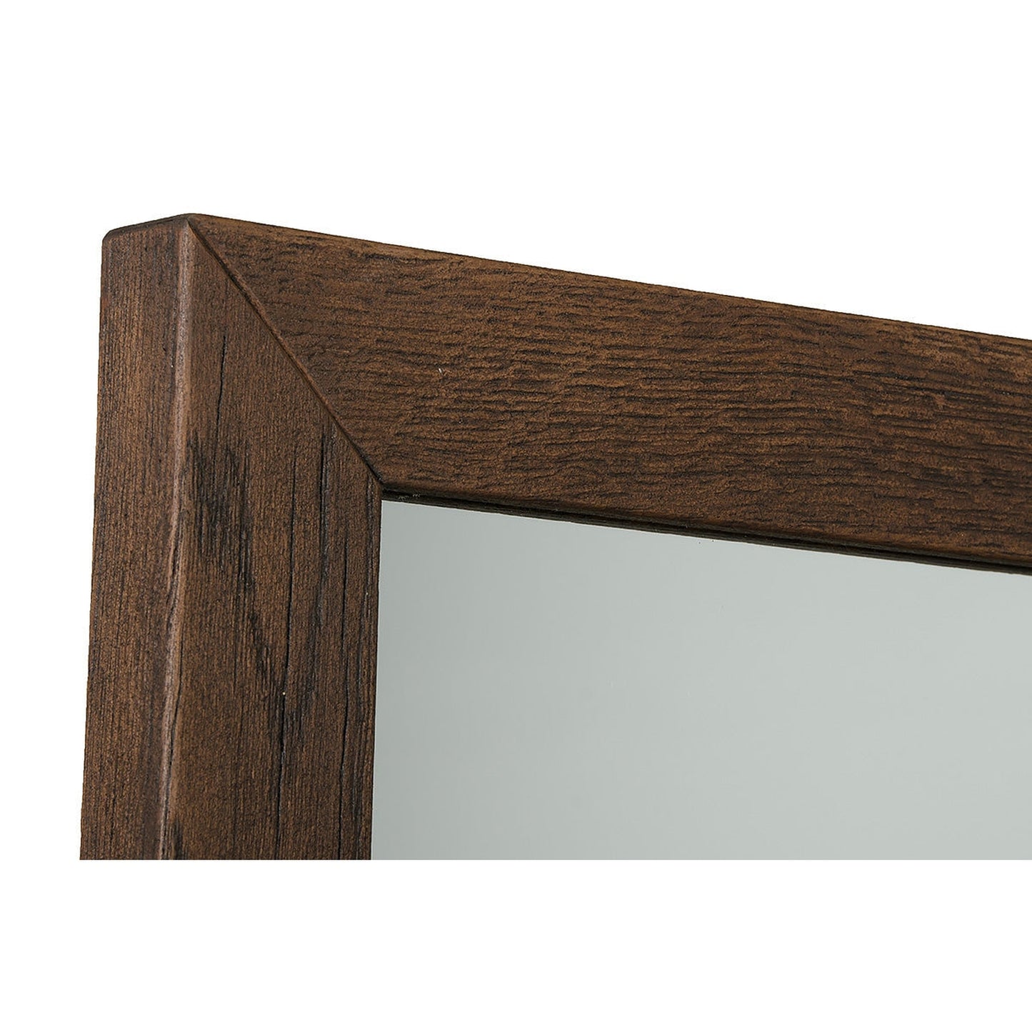 HomeRoots 35" Dark Aged Oak Wood And Glass Mirror