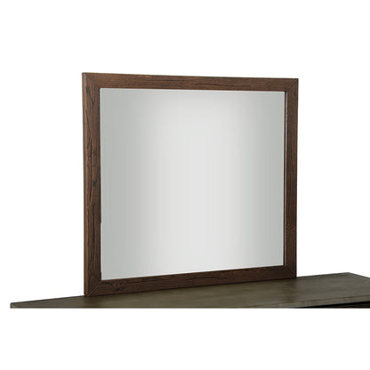 HomeRoots 35" Dark Aged Oak Wood And Glass Mirror