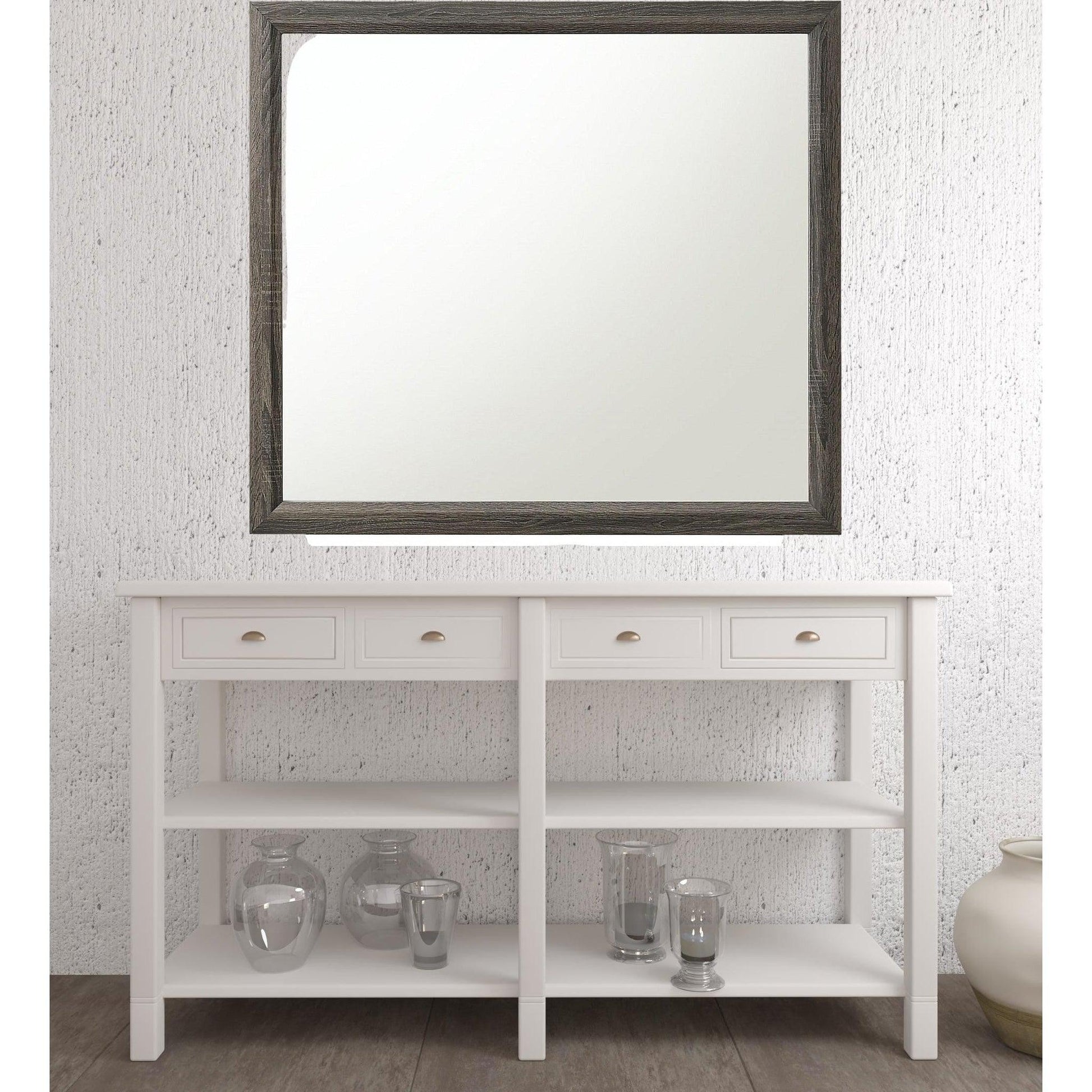 HomeRoots 35" Rectangle Wall Mounted Accent Mirror With Frame In Gray Finish