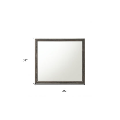 HomeRoots 35" Rectangle Wall Mounted Accent Mirror With Frame In Gray Finish