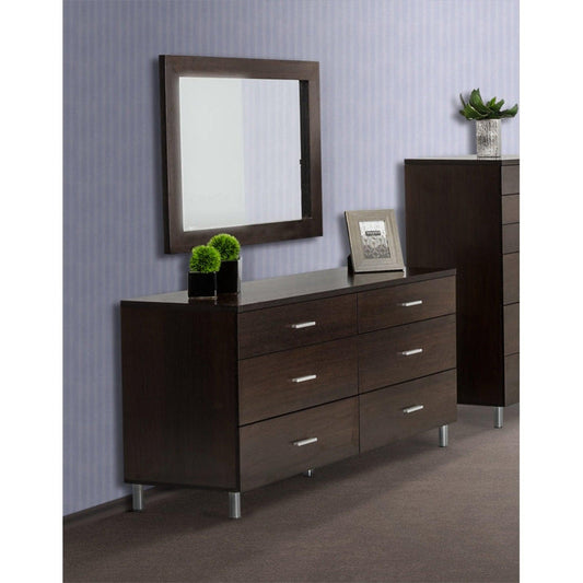 HomeRoots 39" Wenge MDF And Glass Mirror