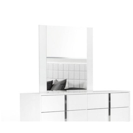 HomeRoots 41" MDF Glass And Veneer Mirror In White Finish