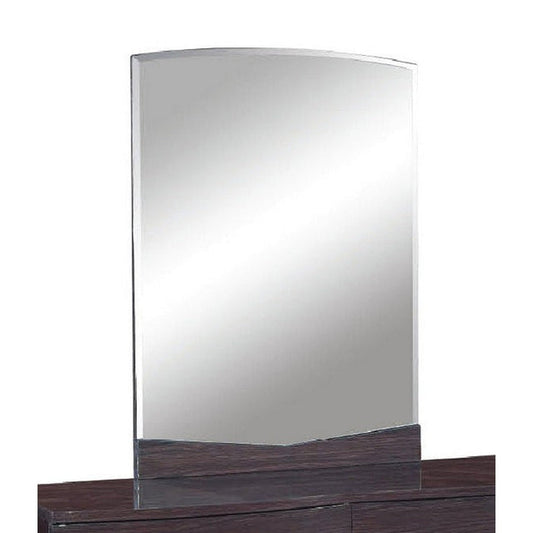 HomeRoots 43" Exquisite High Gloss Mirror In Wenge Finish