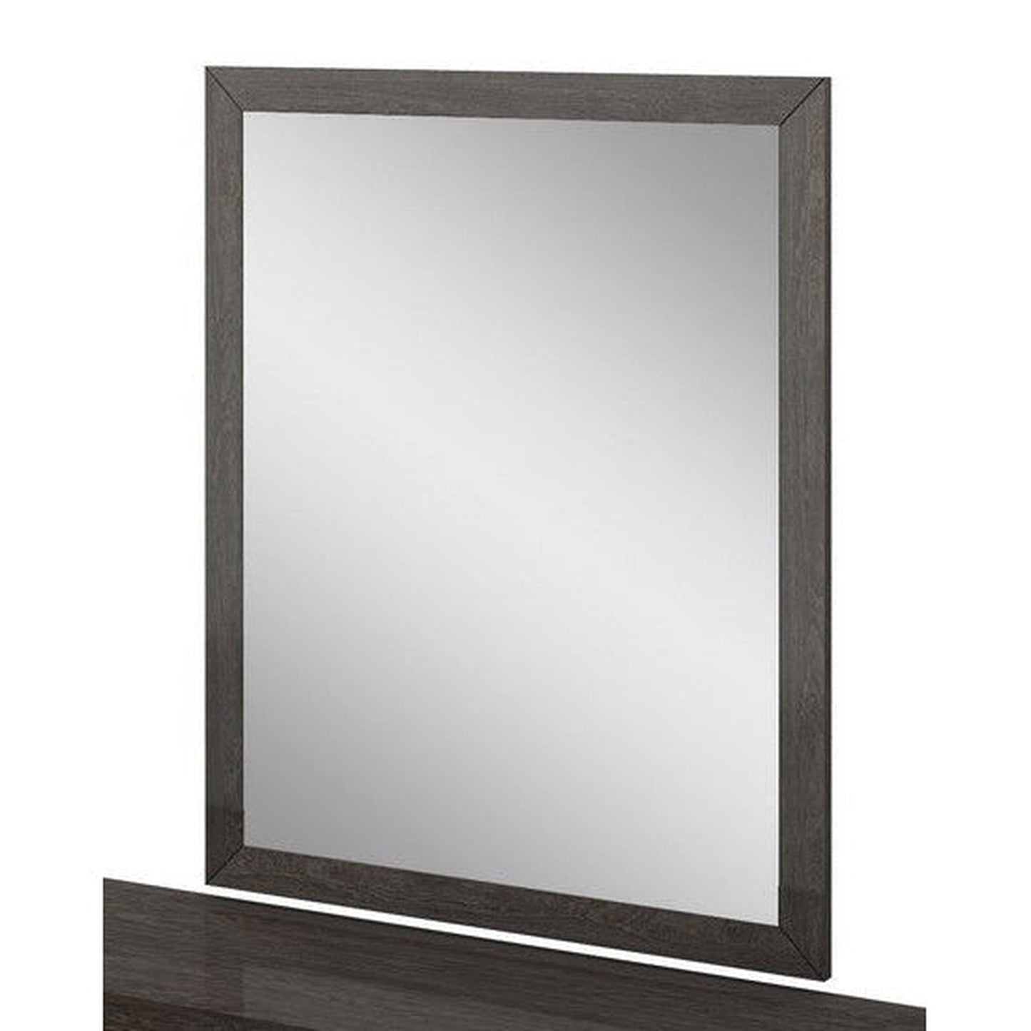 HomeRoots 43" Refined High Gloss Mirror In Grey Finish