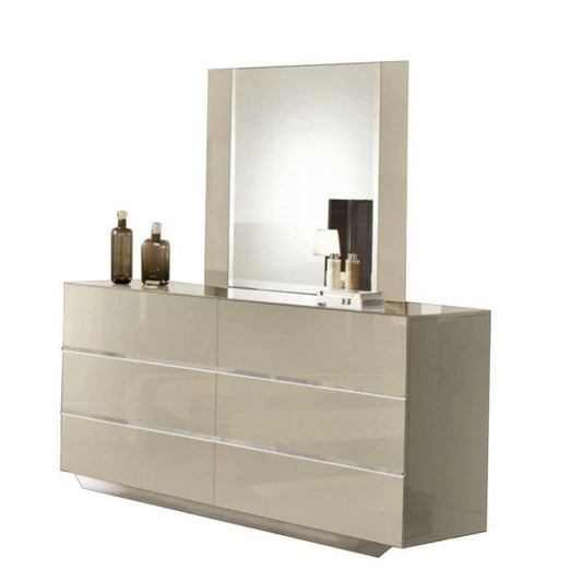 HomeRoots 45" MDF Glass And Veneer Mirror In Beige