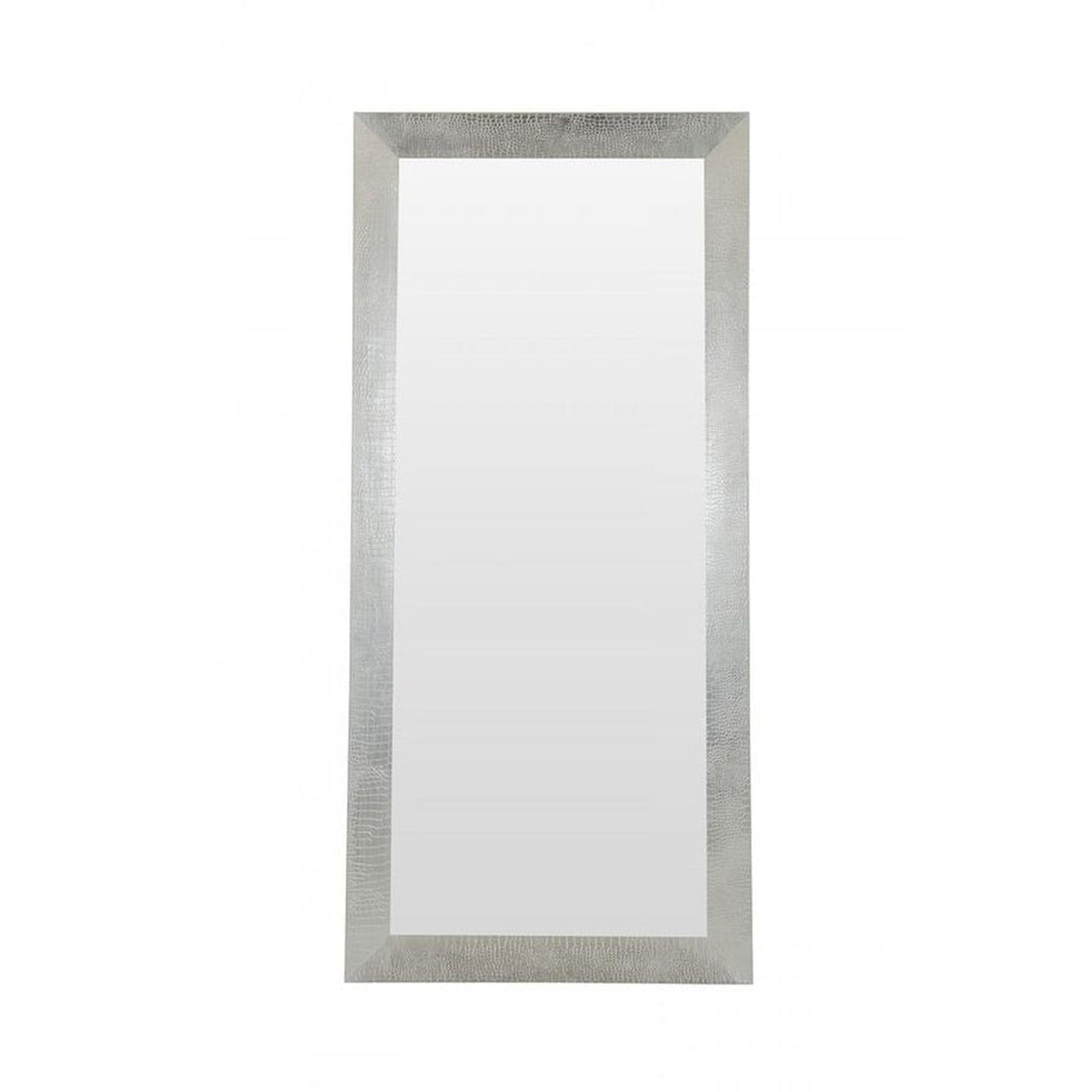 HomeRoots 83" Crocodile Glass Floor Mirror In Silver Finish