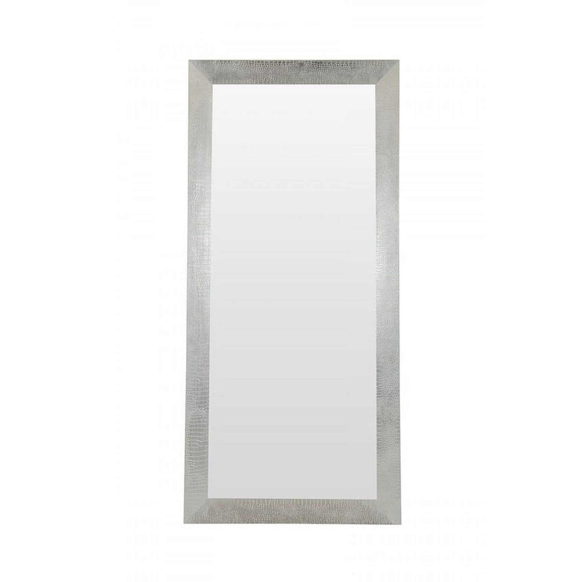 HomeRoots 83" Crocodile Glass Floor Mirror In Silver Finish