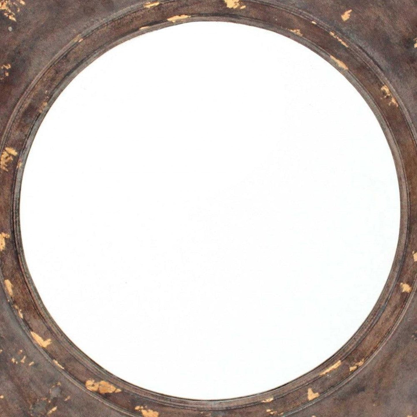 HomeRoots Cosmetic Mirror With Vintage Round Hexagon Frame In Bronze Finish