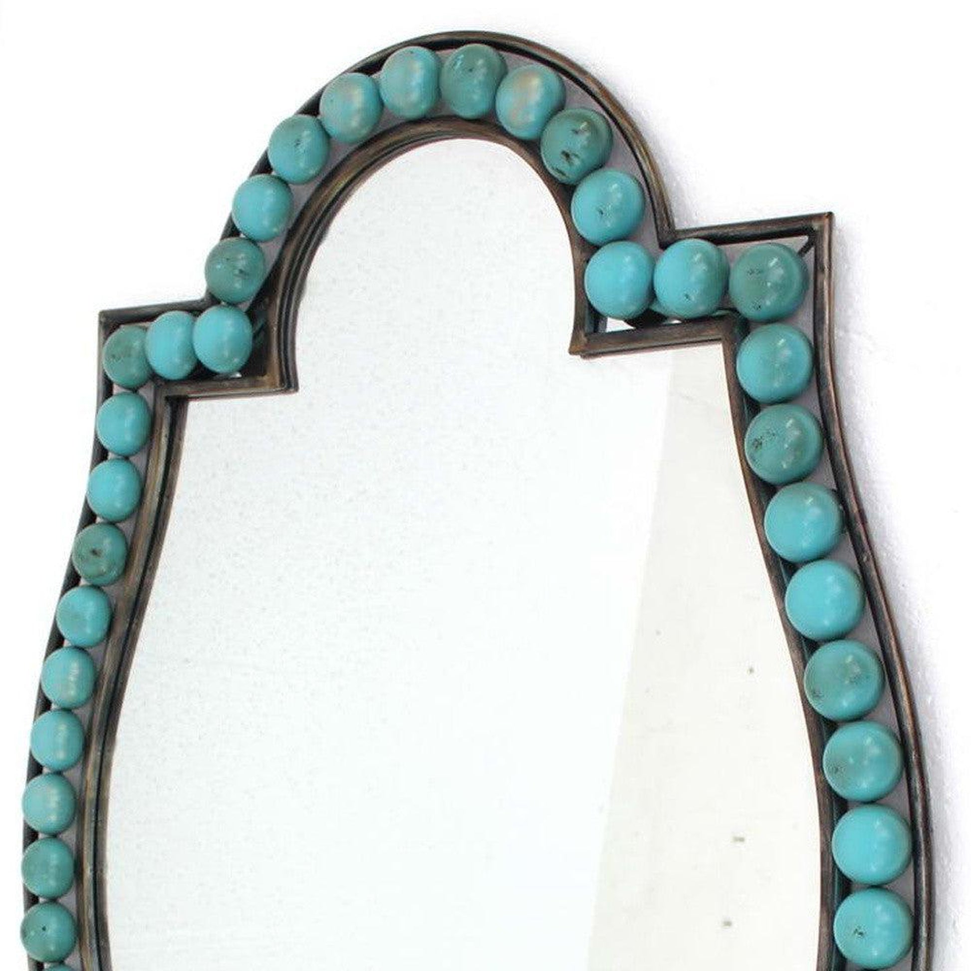 HomeRoots Dressing Mirror With Blue Metal Frame