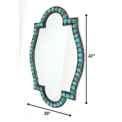 HomeRoots Dressing Mirror With Blue Metal Frame