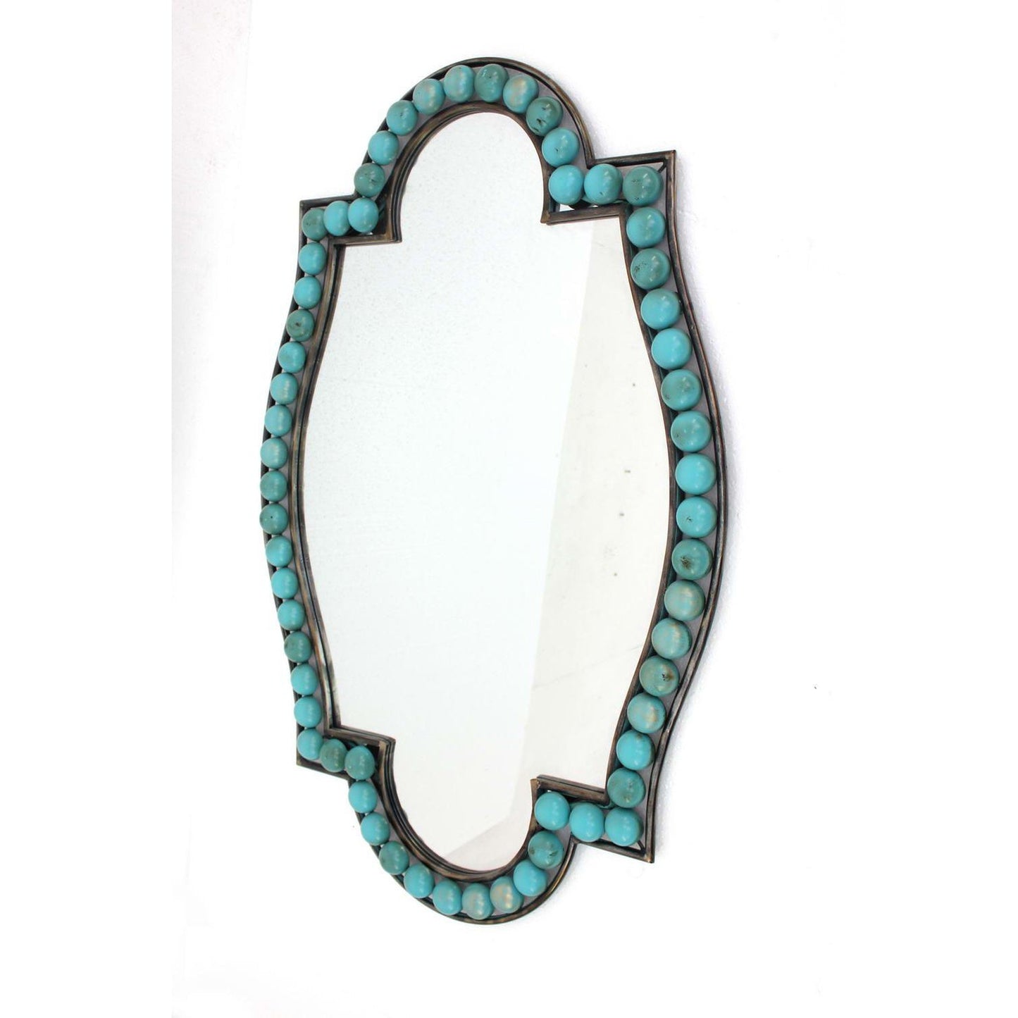 HomeRoots Dressing Mirror With Blue Metal Frame