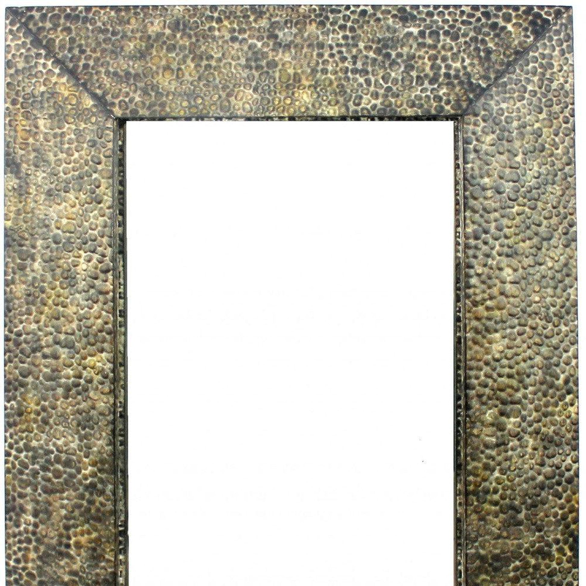 HomeRoots Dressing Mirror With Gravel-Like Mosaic Frame In Bronze Finish