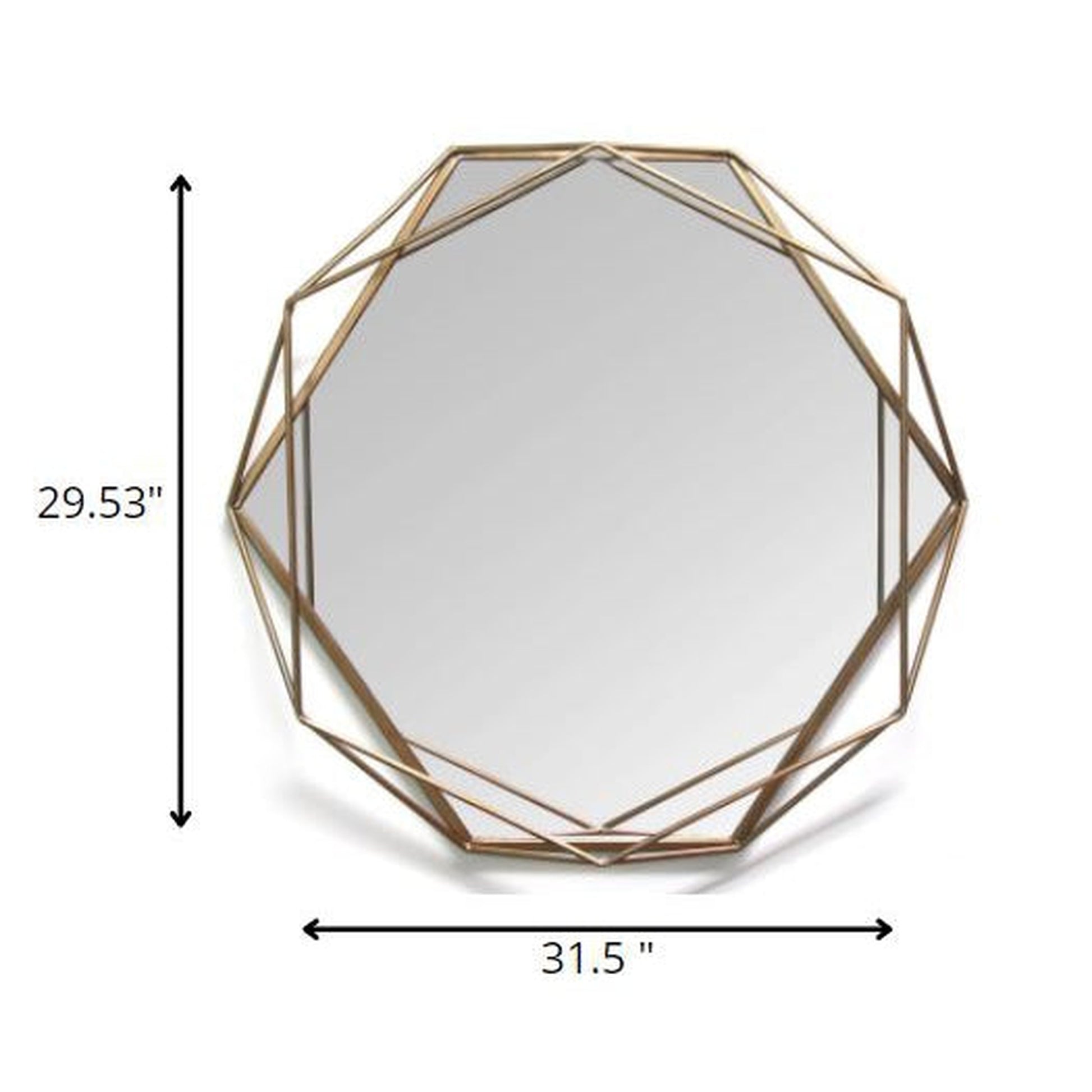 HomeRoots Framed Octagon Wall Mirror In Gold Finish
