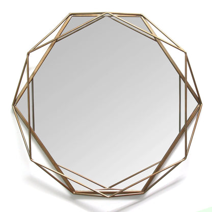 HomeRoots Framed Octagon Wall Mirror In Gold Finish