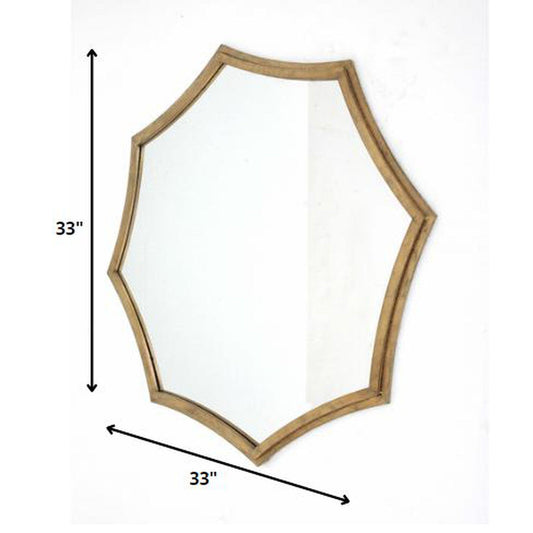 HomeRoots Gold Cosmetic Mirror With Curved Hexagon Frame