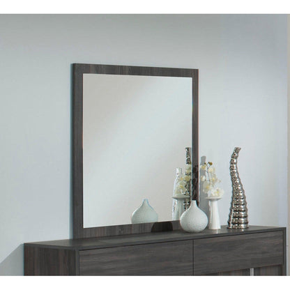 HomeRoots Grey MDF Veneer And Glass Mirror