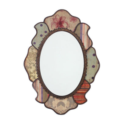 HomeRoots Multi-Color Retro Style Decorative Wooden Wall Mirror