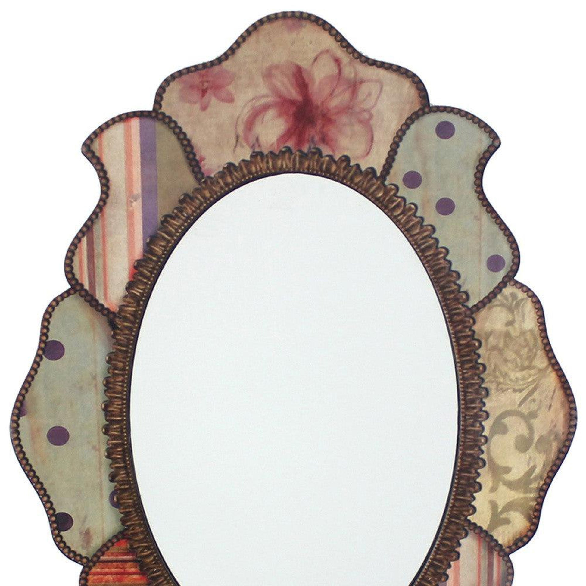 HomeRoots Multi-Color Retro Style Decorative Wooden Wall Mirror