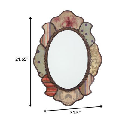 HomeRoots Multi-Color Retro Style Decorative Wooden Wall Mirror