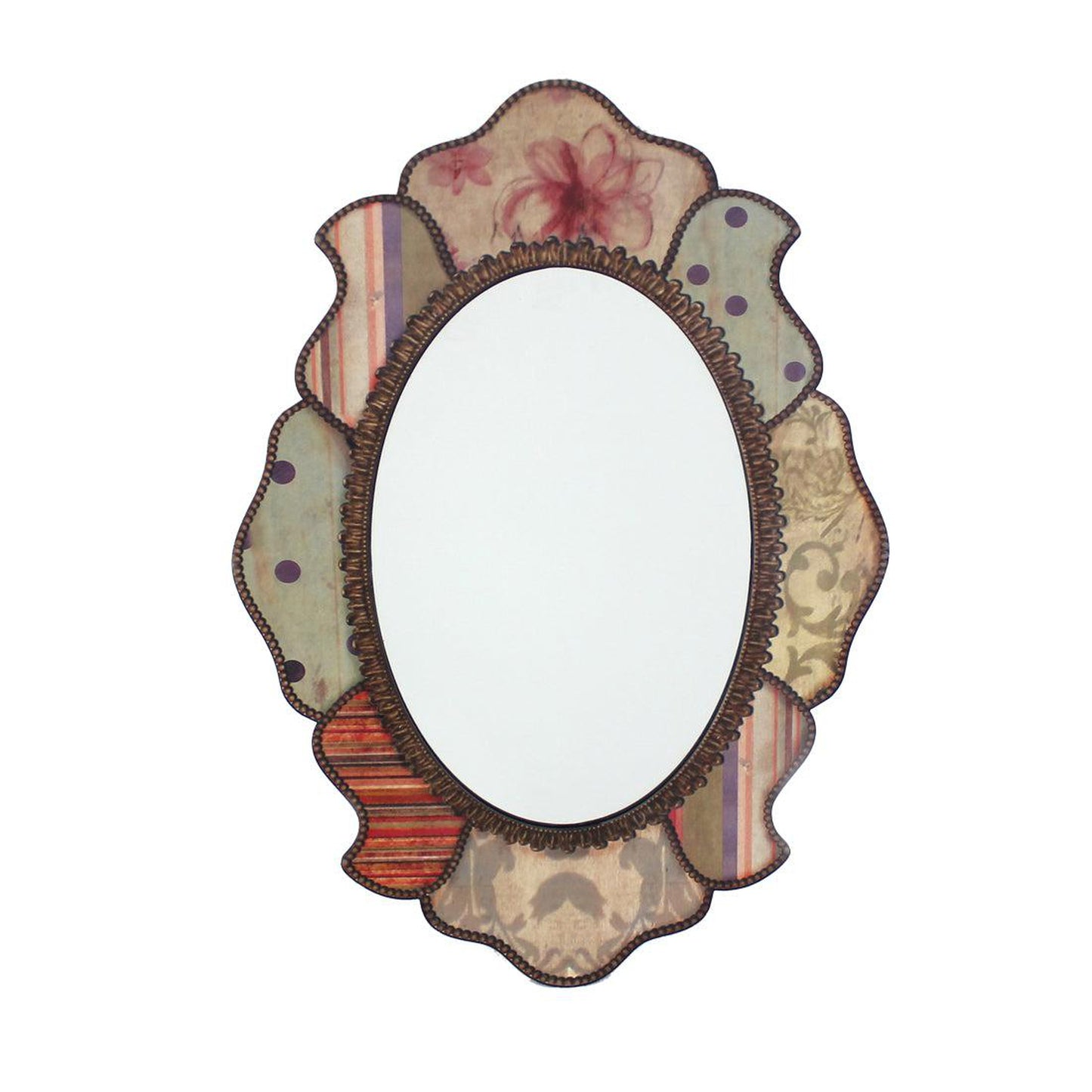 HomeRoots Multi-Color Retro Style Decorative Wooden Wall Mirror