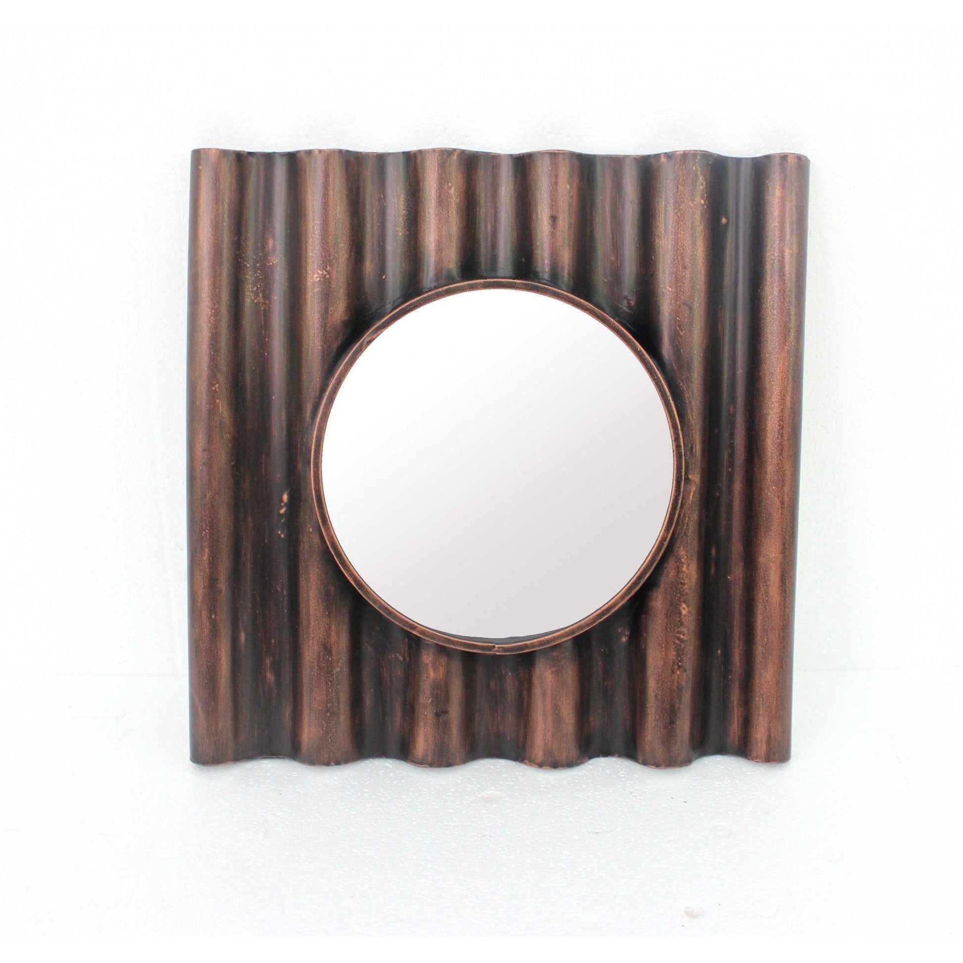 HomeRoots Panpipe-Like Wooden Cosmetic Mirror In Bronze Finish