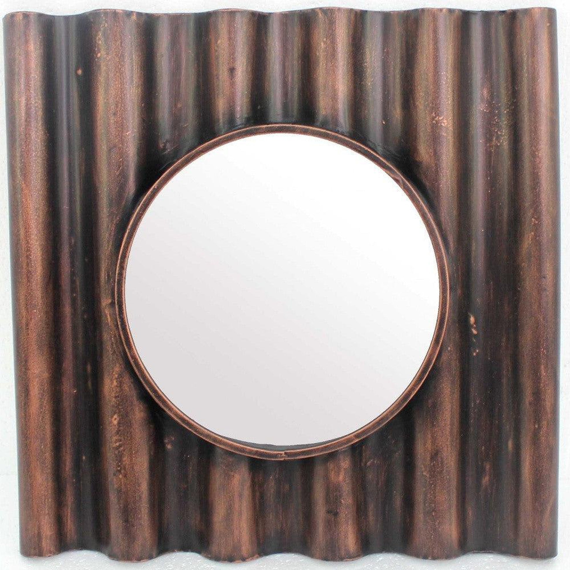 HomeRoots Panpipe-Like Wooden Cosmetic Mirror In Bronze Finish