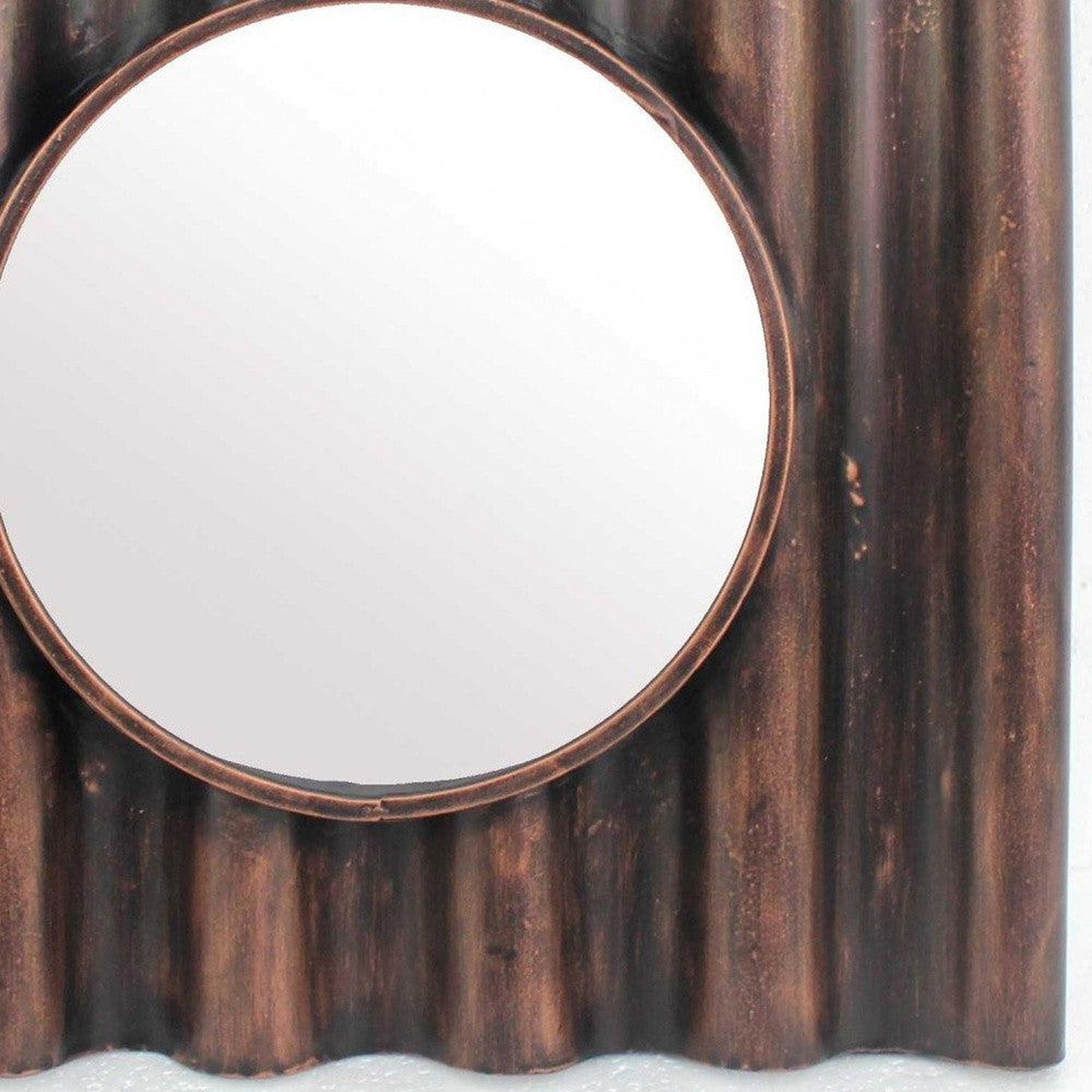 HomeRoots Panpipe-Like Wooden Cosmetic Mirror In Bronze Finish
