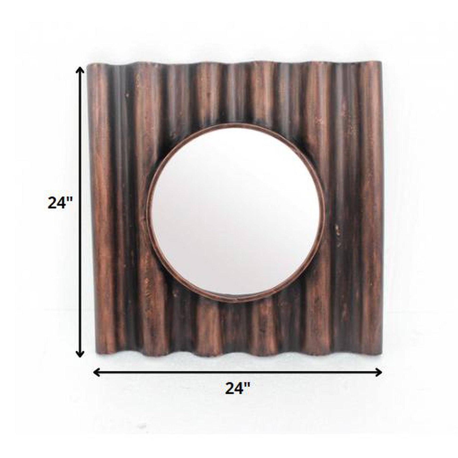 HomeRoots Panpipe-Like Wooden Cosmetic Mirror In Bronze Finish