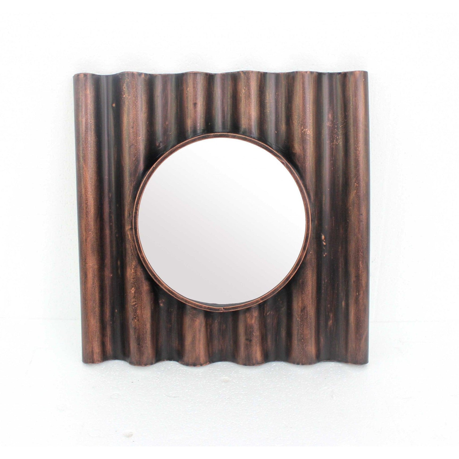 HomeRoots Panpipe-Like Wooden Cosmetic Mirror In Bronze Finish