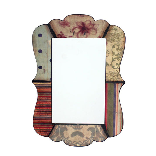 HomeRoots Rustic Pretty Patchwork Scalloped Hanging Wall Mirror