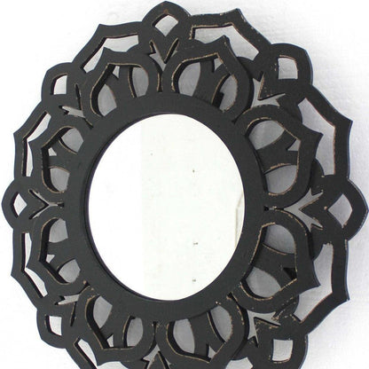 HomeRoots Traditional Lotus Wall Mirror In Black