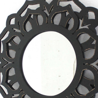 HomeRoots Traditional Lotus Wall Mirror In Black