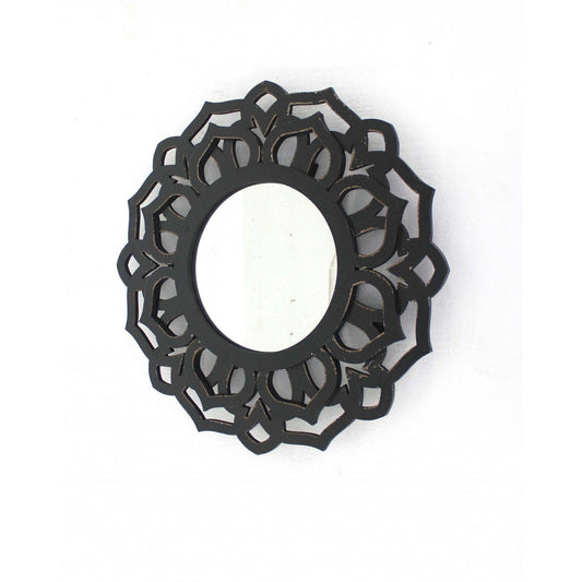 HomeRoots Traditional Lotus Wall Mirror In Black