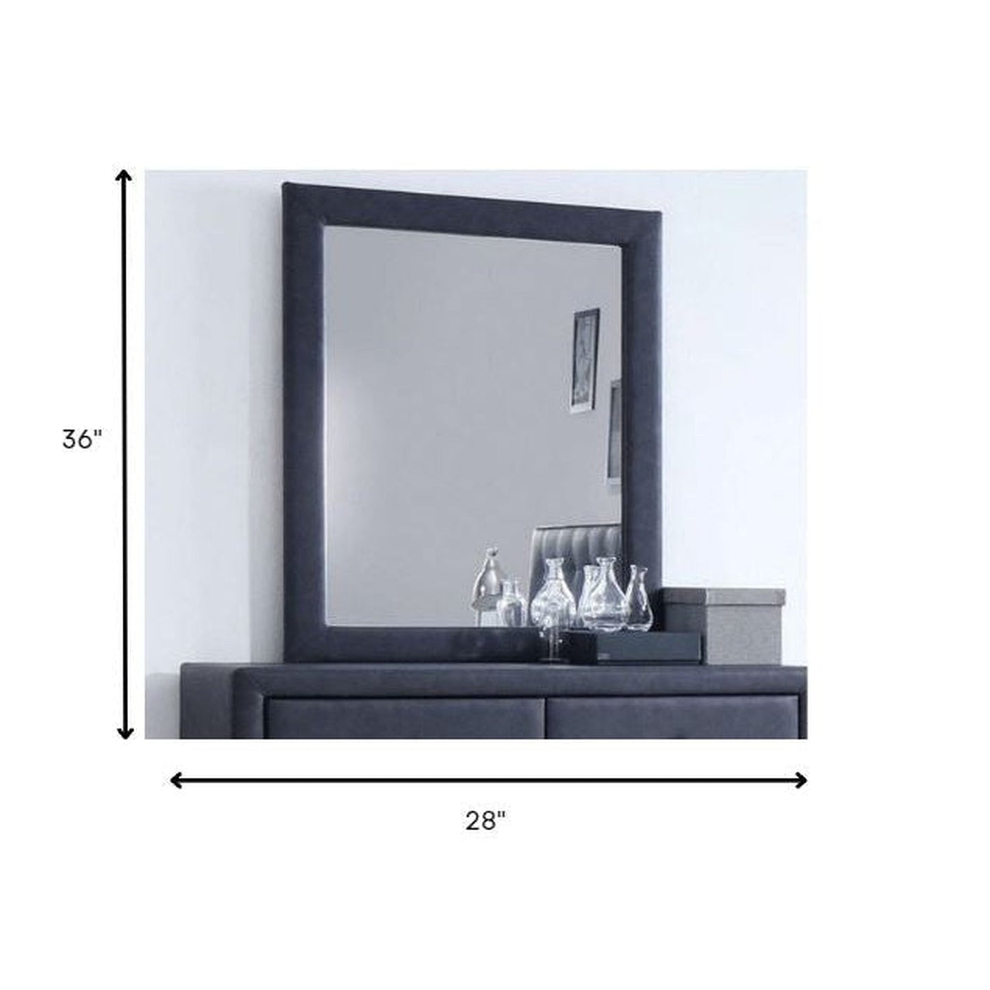 HomeRoots Upholstered Accent Vanity Mirror In 2-Tone Gray Finish