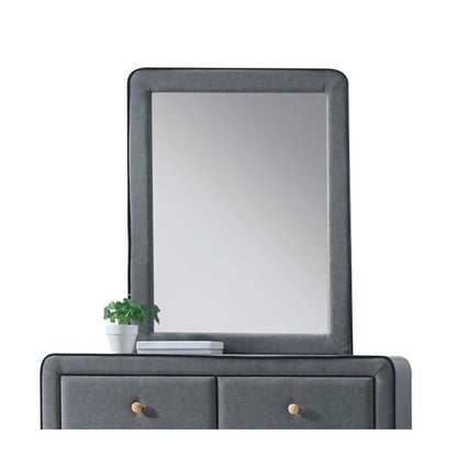 HomeRoots Upholstered Vanity Mirror In Light Gray Finish