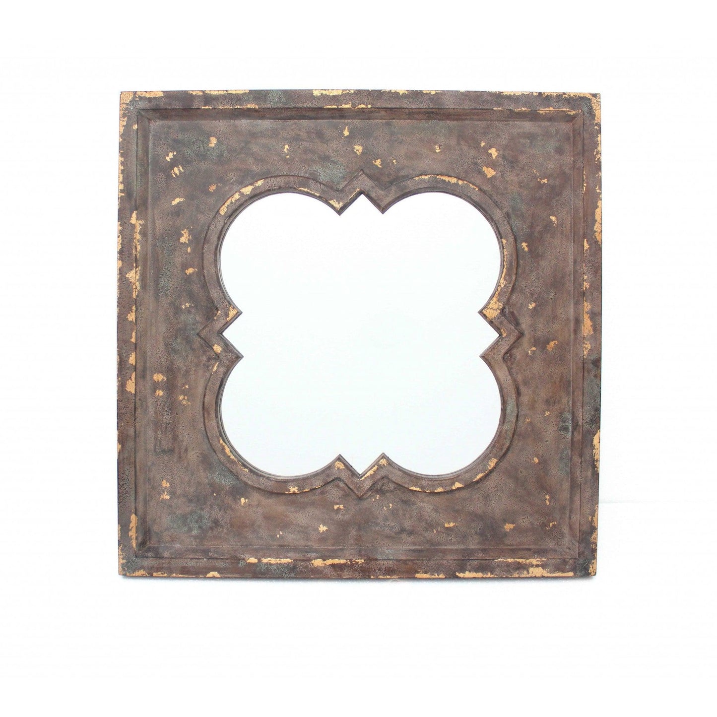 HomeRoots Vintage Cosmetic Wall Mirror With Quadrate Frame In Bronze