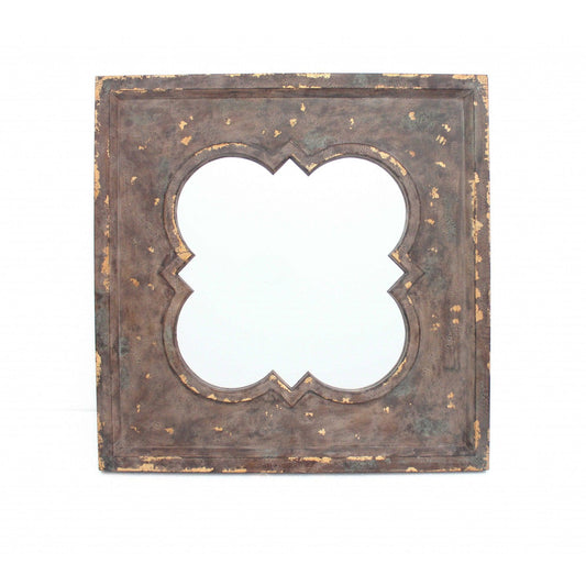 HomeRoots Vintage Cosmetic Wall Mirror With Quadrate Frame In Bronze