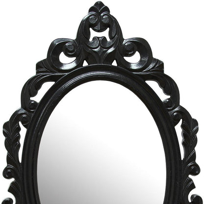 HomeRoots Vintage-Style Baroque Wall Mirror In Glossy Black Finish