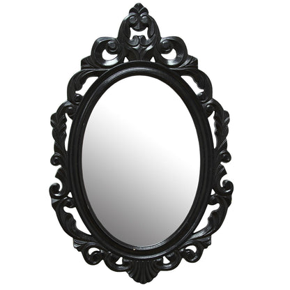 HomeRoots Vintage-Style Baroque Wall Mirror In Glossy Black Finish