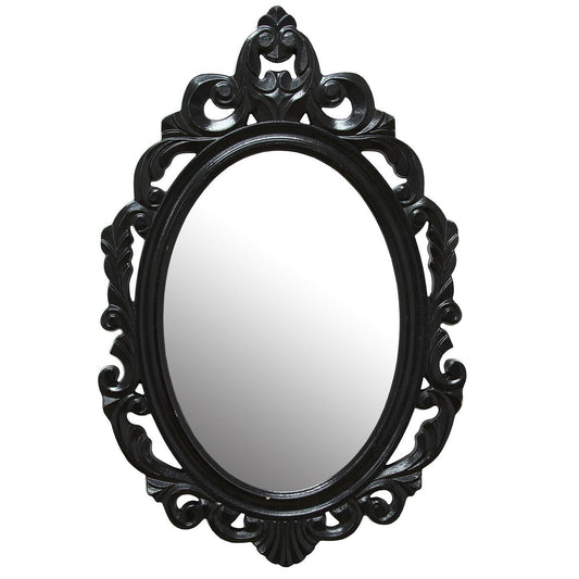 HomeRoots Vintage-Style Baroque Wall Mirror In Glossy Black Finish