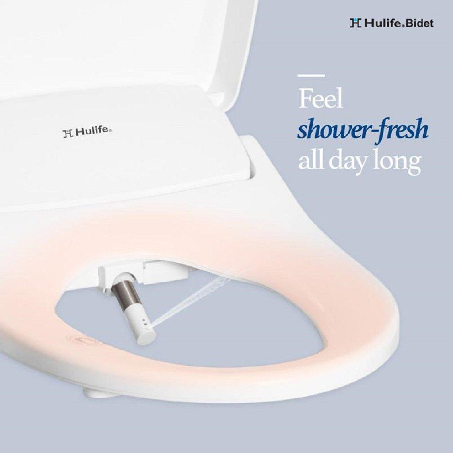 Hulife HLB-1000EC 21" Elongated White Electric Bidet Toilet Seat With Side Touch Control Panel