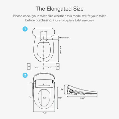 Hulife HLB-1000EC 21" Elongated White Electric Bidet Toilet Seat With Side Touch Control Panel