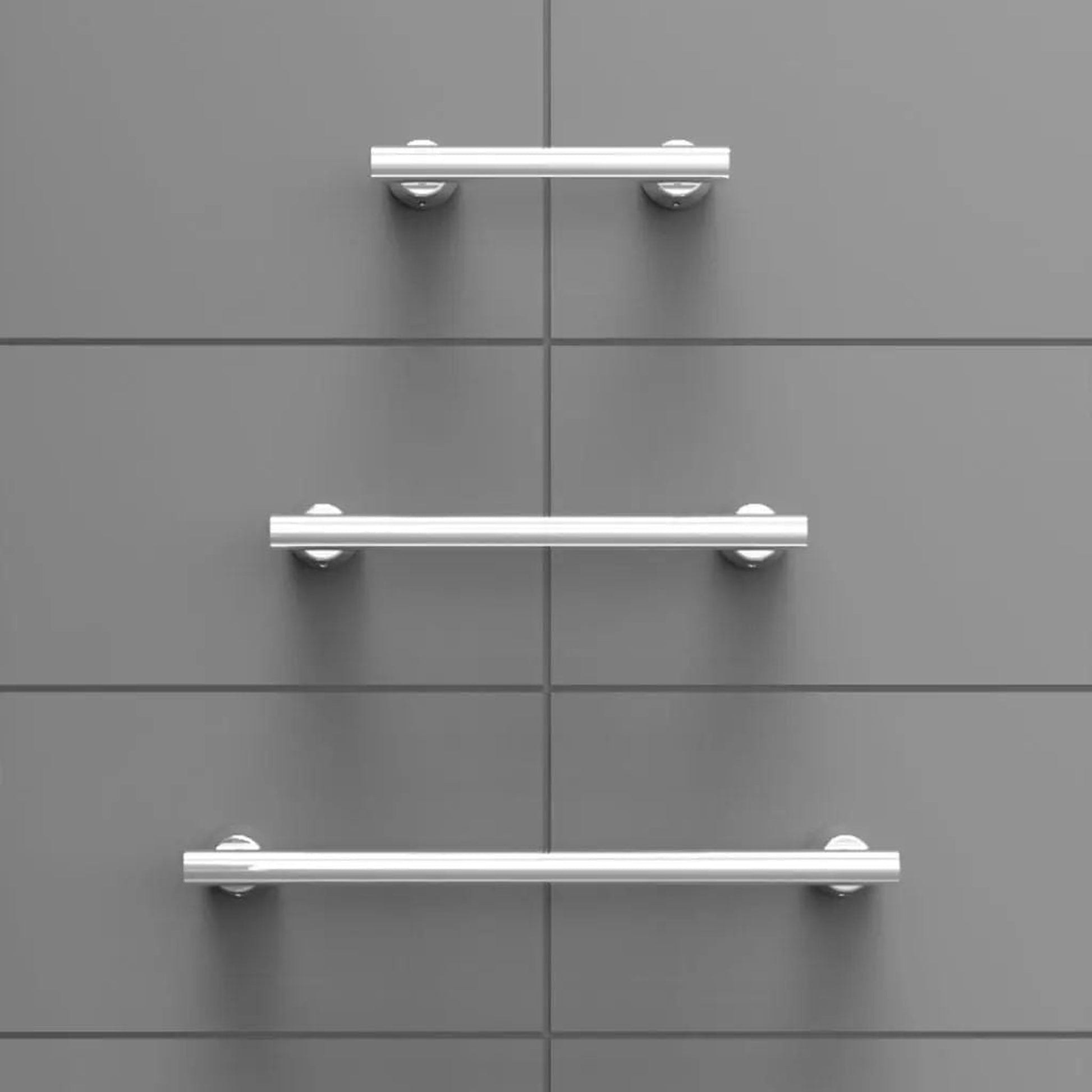 Invisia 12" Polished Chrome Wall-Mounted Linear Bar With Integrated Grab Bar