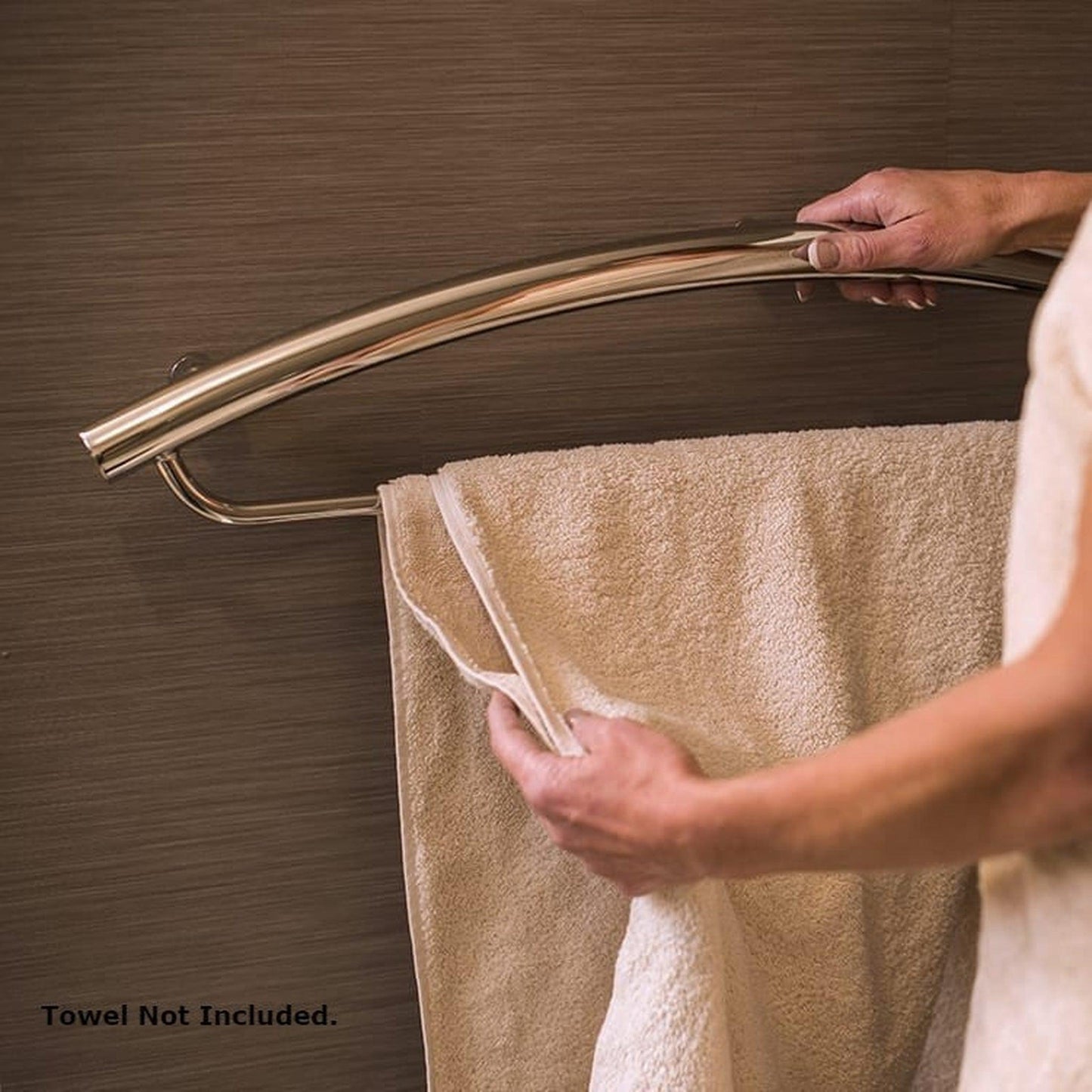 Invisia 16" Brushed Stainless Wall-Mounted Towel Bar With Integrated Grab Bar